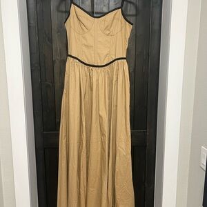 Moon River  Tan Sun Dress with Black Trim